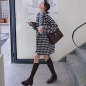 精品清仓 满68 包邮 2025秋冬男女同款 设计感小香风千鸟格西装