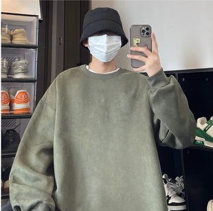 精品微瑕清仓 轻微晒痕 满68 麂皮绒卫衣 清了 包邮