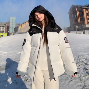 包邮 满68 2025冬季 男女同款 复古拼接撞色印花棉衣潮 美式 精品