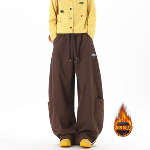 包邮 满68 2026冬季 中性港风加绒弯刀裤 防水休闲裤 冲锋裤 精品