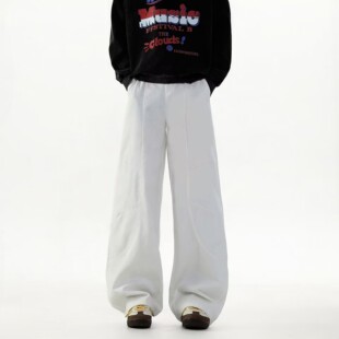 精品 美式 满68 2025春秋男女同款 复古宽松拼接弯刀休闲裤 包邮