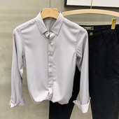 断码 2025春秋男韩版 优品 满68 包邮 潮流冰丝休闲纯色长袖 衬衫