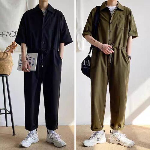 【断码优品】满68包邮◆2026夏季男款港风国风印花连体工装裤套装