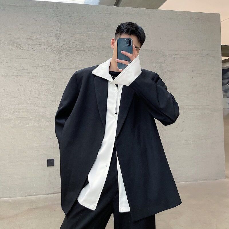 【精品】清完关店◆2026春秋青少年后背金属潮流宽松百搭休闲西服