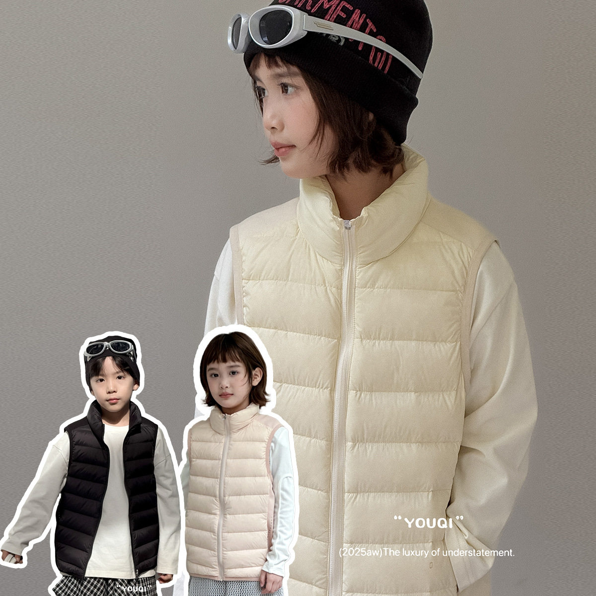 2025冬季宽松加厚白鸭绒儿童羽绒服马甲外套新款特价优惠促销活动