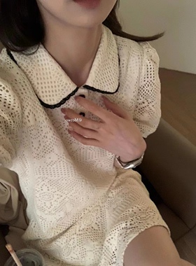 AJ STUDIO气质蕾丝连衣裙子2026夏新洋气法式娃娃领小个子短裙女