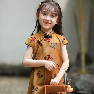 新中式童装改良儿童旗袍夏季国风汉服连衣裙子复古小女孩改良旗袍