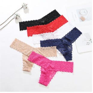 法式蕾丝Y型丁字裤无痕加大码ins风纯色系年轻态轻奢T裤轻薄透气