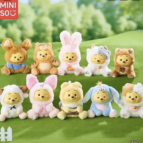 MINISO名创优品迪士尼小熊维尼系列顽皮派对搪胶毛绒盲盒挂件礼物
