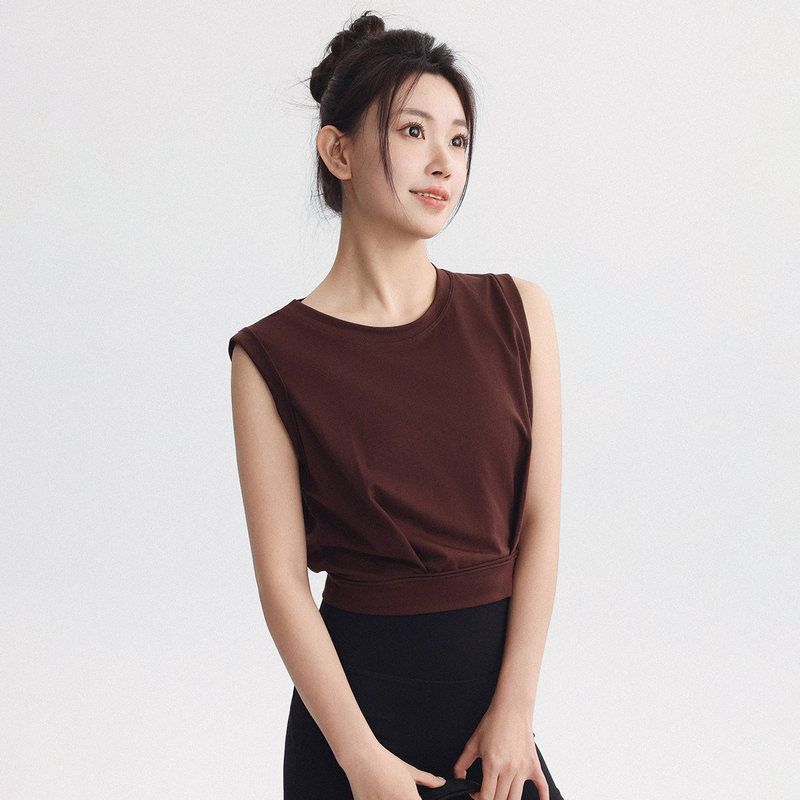 短款夏运动背心女无袖罩衫健身服上衣瑜伽服套装短袖训练跑步透气