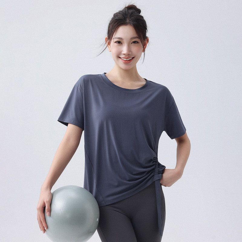 宽松瑜伽服女2026新款运动罩衫短袖速干衣显瘦健身服晨跑运动上衣