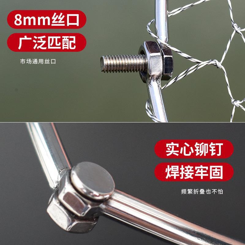 三角抄网头可折叠实心不锈钢抄网圈大力马抓鱼网兜大物抄鱼捞鱼网