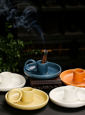 新款创意香炉艾柱底座腊烛底托耶鲁木鼠尾草芳香架烟灰收集器艾草