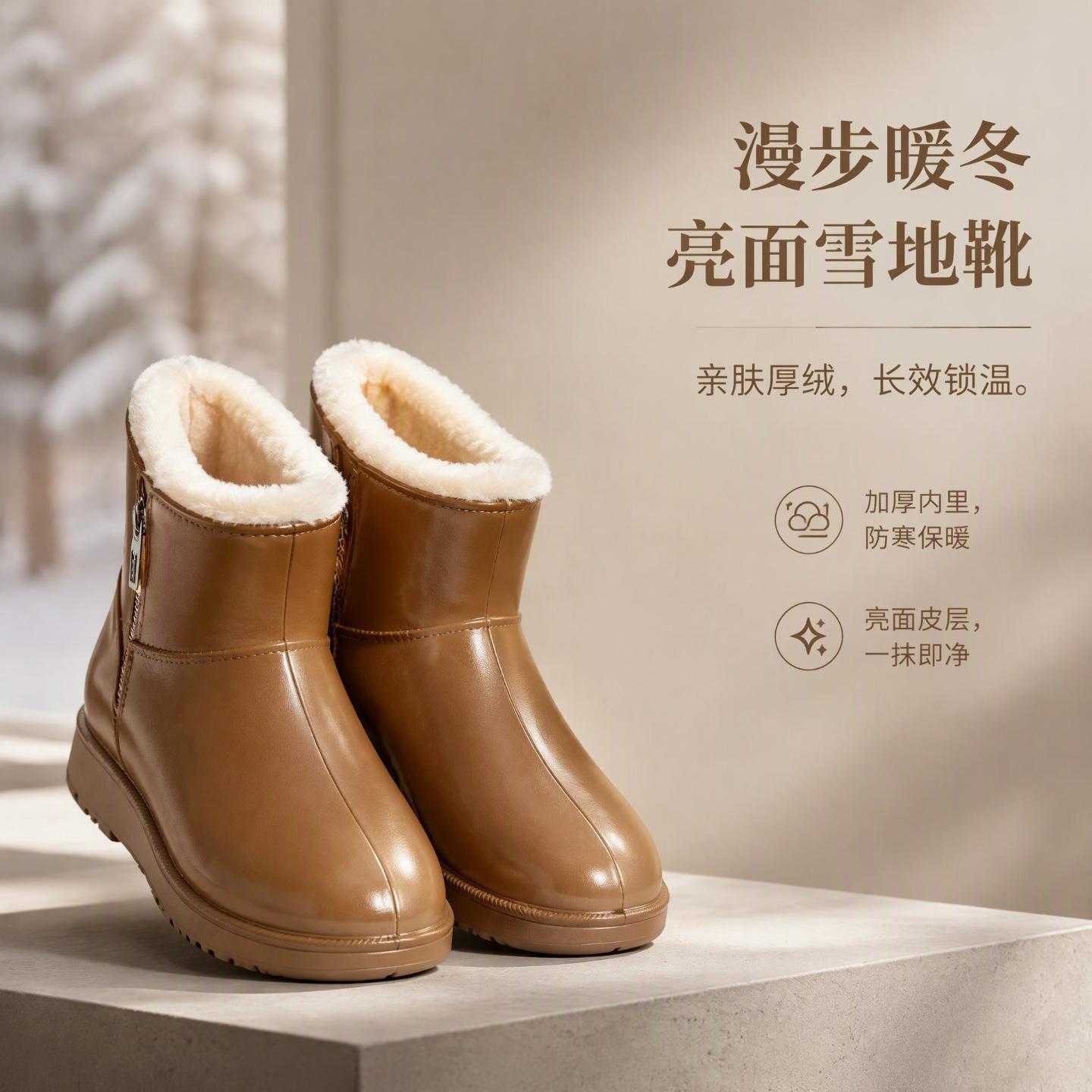 冬季防水雨鞋女款加绒防滑加厚保暖棉鞋雨靴水靴时尚外穿厚底胶鞋