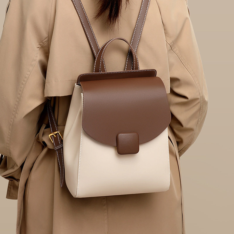 Viney真皮包包女2026新款双肩包小背包大容量通勤大学生旅游书包