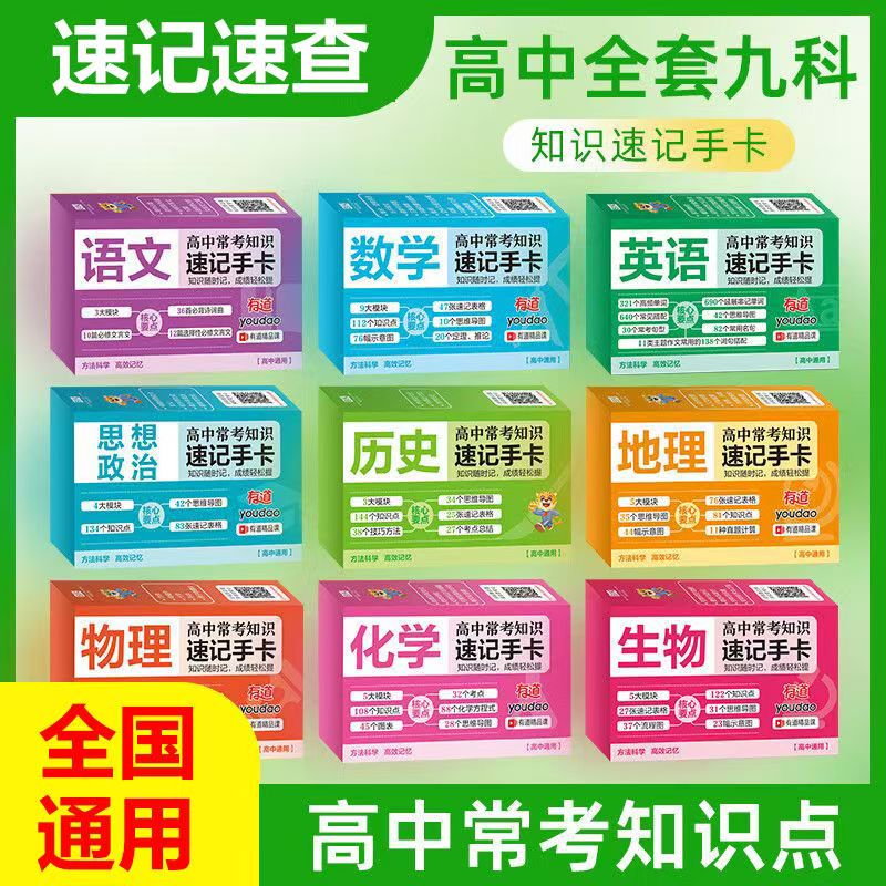 高中常考知识速记手卡速记速查语文数学英语物理化学生物政治历史地理知识点卡片大全高一二三定律突破口袋书思维导图知识手册高考图片