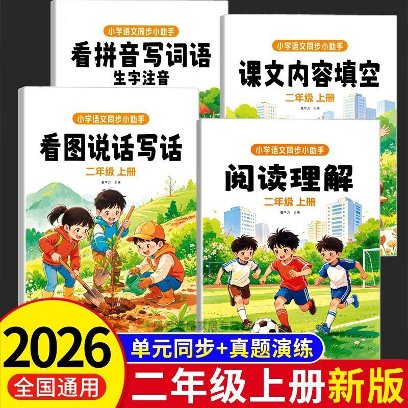 阅读理解看图写话小学生语文二年级上册下册专项训练人教版课本同步看拼音写词语课文内容填空字词积累阅读答题技巧练习课后作业本