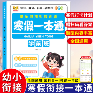 2026寒假作业学前班一年级二年级语文数学拼音一本通三科合一预习复习人教版专项练习册基础重点易错题幼升小假期打卡学练测作业本