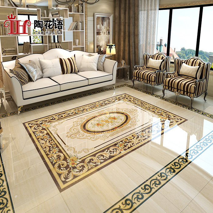 陶花语 客厅瓷砖拼花 玄关入户拼花地砖  地面砖抛晶砖拼图地板砖