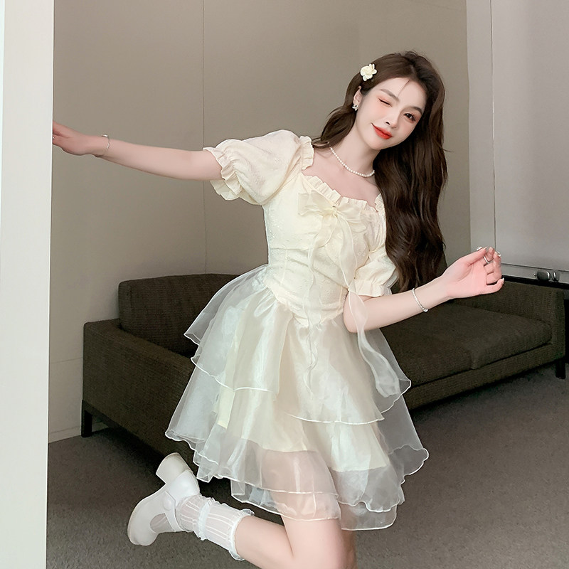SKYA 可爱蝴蝶结装饰甜美公主裙蓬蓬裙淑女连衣裙 女装