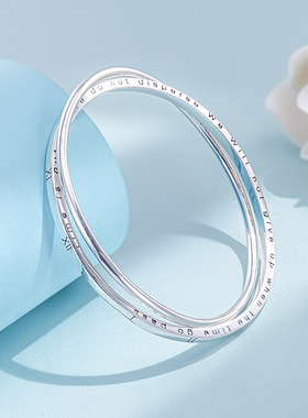 罗马数字9999足银手镯女纯银年轻款ins风封闭口式时尚银手环镯子