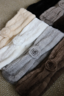 Earthtone“小香花”特~100丹麦水貂毛!真毛皮纯手工编织皮草围巾