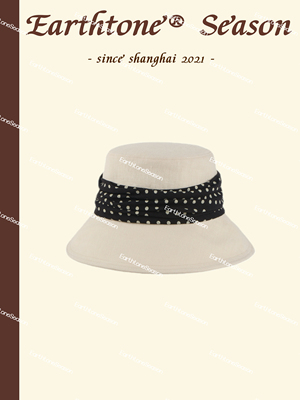 Earthtone“夕颜”100%砂洗亚麻!日本草间*波点渔夫帽大檐防晒帽