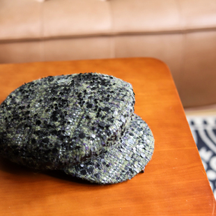 Earthtone“绿里奇迹”小香风粗花呢亮片贝雷帽鸭舌帽渔夫帽子女