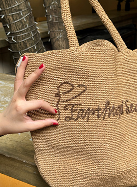 Earthtone“度假”品牌原创!度假手工刺绣草编织单肩包大容量通勤