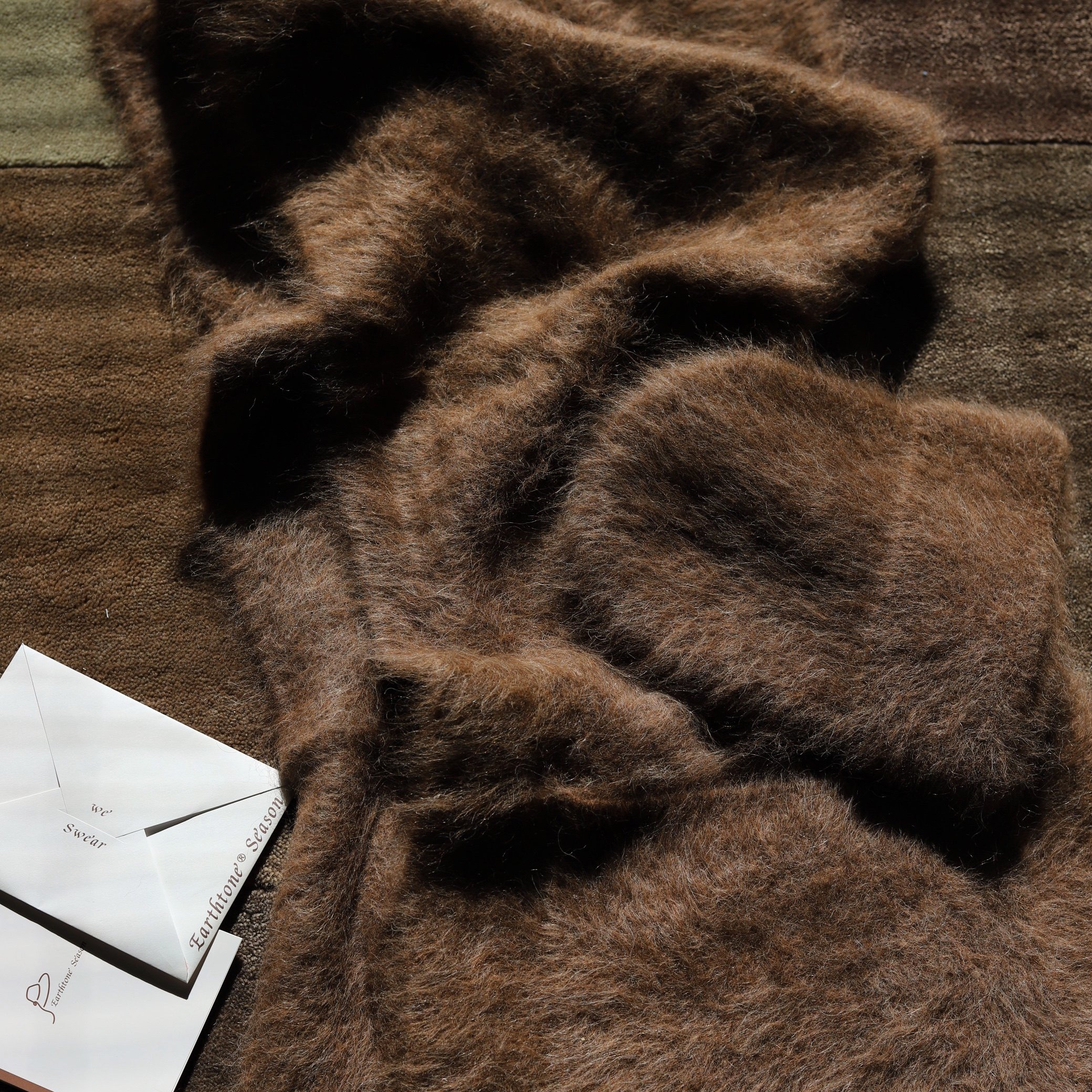 earthtone"南美"78%秘鲁进口苏力羊驼毛加厚保暖围巾帽子大披肩