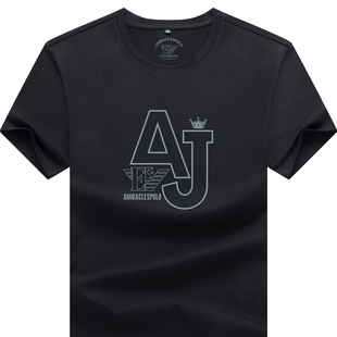 品牌短袖T恤男圆领纯色丝光棉印花夏季阿牌尼斯图半袖潮流上衣服T