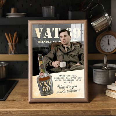 复古威士忌海报带框装饰画洋酒翡特威史vat69兄弟连展示墙挂画