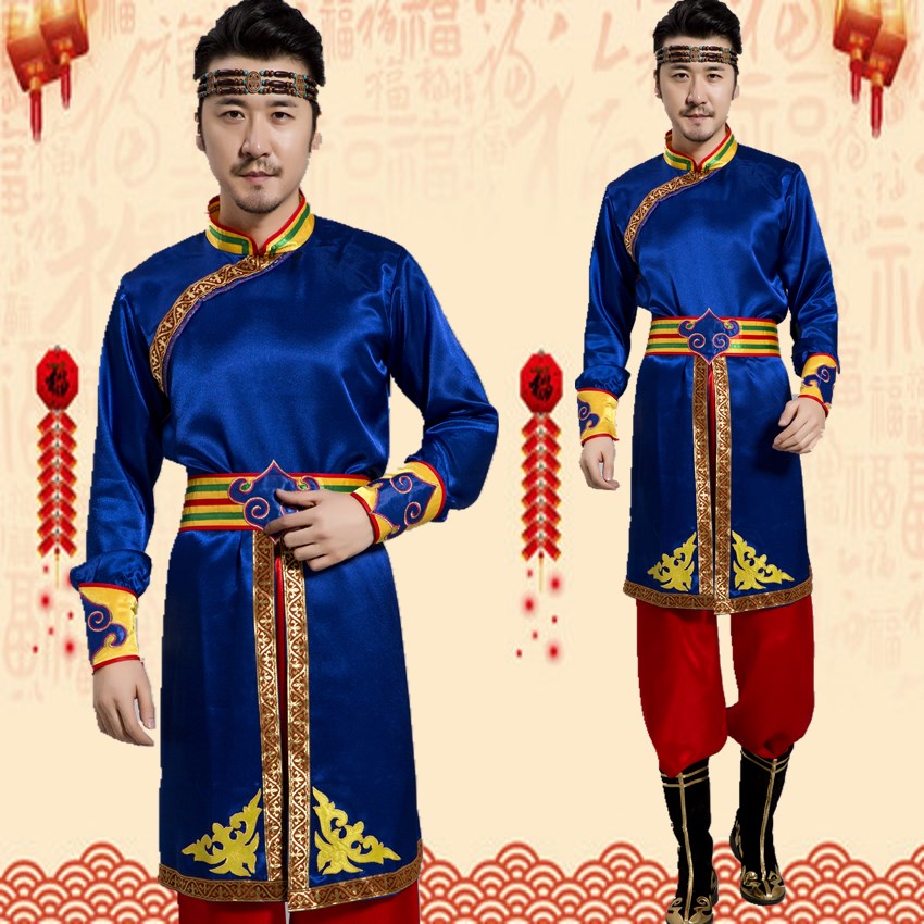 蒙古服装男蒙族舞蹈演出服现代成人筷子舞藏族草原舞少数民族服装