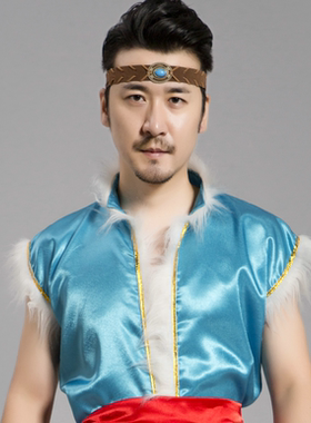 新款蒙古族舞蹈演出头饰男手工头饰藏族民族珠子发饰蒙古藏袍佩饰