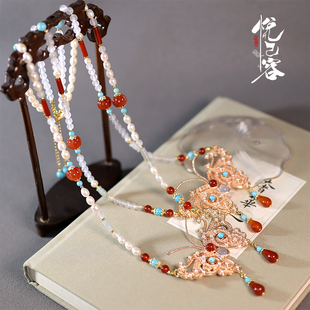 绝版悦己容[蝶环佩]手工古风珍珠玛瑙蝴蝶软璎珞项圈明制汉服配饰