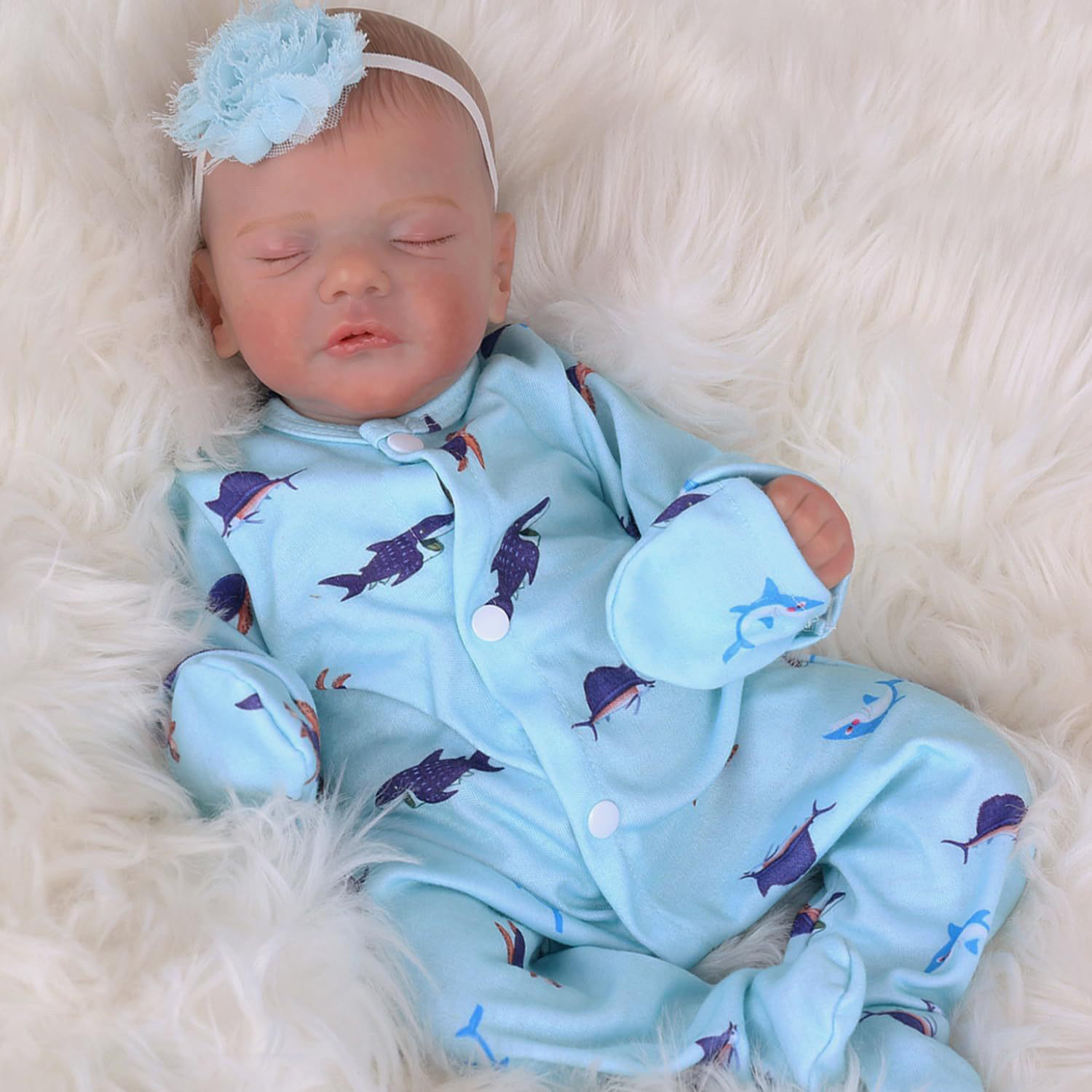 18英寸Reborn baby Sam仿真婴儿重生新生儿宝宝人偶软胶玩偶模型