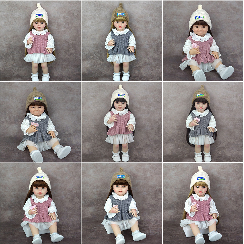 55厘米全胶仿真娃娃毛衣马甲款Reborn Girl Doll儿童陪伴玩具玩偶