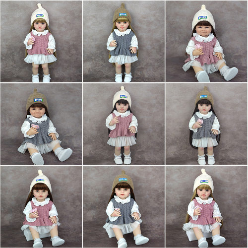 55厘米全胶仿真娃娃毛衣马甲款Reborn Girl Doll儿童陪伴玩具玩偶