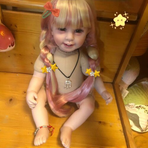 55厘米重生娃娃仿真婴儿六颗牙假发套女孩可换装人偶玩具过家家