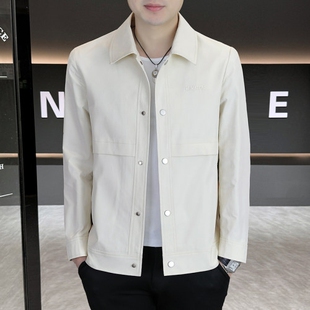 男士 2026春季 韩版 高档时尚 外套拼接休闲简约翻领夹克男褂子 新款