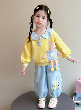女宝宝春秋娃娃领卫衣卫裤套装