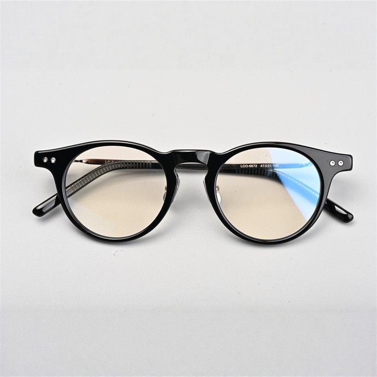 505眼镜近视眼镜框逆R铰链男美式复古复古圆框配超轻变色蓝光6672