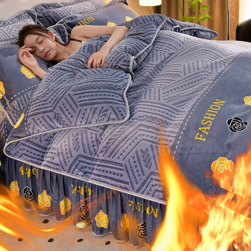 冬季牛奶绒四件套加厚保暖双面珊瑚绒被套法兰绒宝宝绒床裙防静电,床上用品,床品套件/四件套/多件套,淘宝优惠券,粉丝福利购,淘宝优惠卷