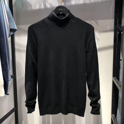 JJ家！秋冬款高领男款羊毛毛衣黑