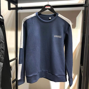 商场撤柜品牌男装春款圆领套头流行运动弹力休闲修身长袖上衣卫衣