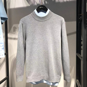 浅灰中领毛衣半高领针织衫 品牌男装 亲肤不扎秋冬款 男士 正品 JJ家