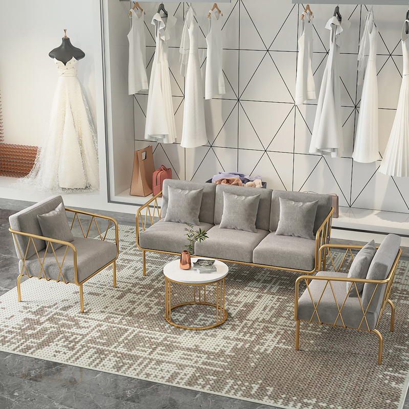 小沙发网红款服装店沙发组合北欧简约现代办公室会议接待铁艺沙发