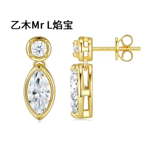 外贸亚马逊热卖金色ins风耳饰925银不掉色莫桑石轻奢高货耳环2026