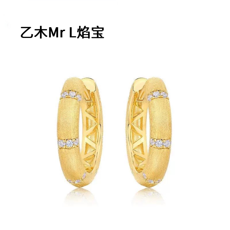 意大利工艺S925纯银镀金手工拉丝耳环复古新中式耳扣小众个性耳饰