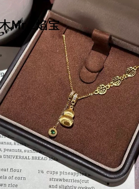 纯银S925新中式丝绒拉丝工艺福禄葫芦项链轻奢精致复古气质锁骨链